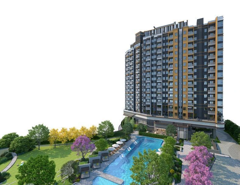 芊御住宅樓座及泳池園林另一角度示意圖